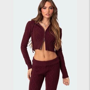 Edikted Women's Burgundy and Red Cardigan
